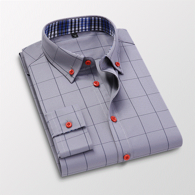 2021 High quality Men Plaid Dress Shirt High Quality Long Sleeve Slim Fit Business Classic Casual Brand Clothing Shirt