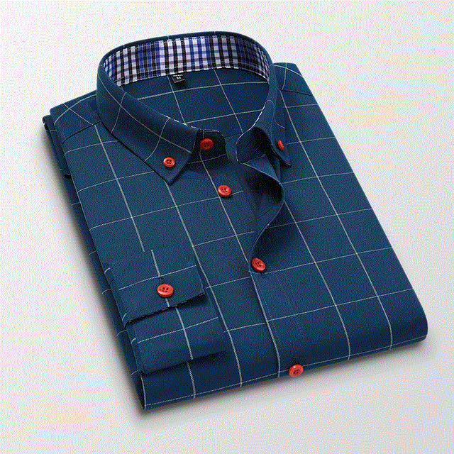 2021 High quality Men Plaid Dress Shirt High Quality Long Sleeve Slim Fit Business Classic Casual Brand Clothing Shirt