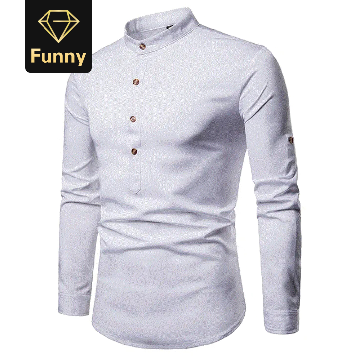 2021 High quality Men's Silk Satin Shirts Chinese Style Mandarin Collar Male Long Sleeve Shirts Men Slim Fit Shirts