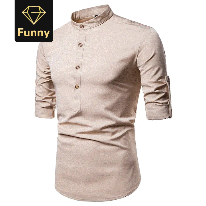 2021 High quality Men's Silk Satin Shirts Chinese Style Mandarin Collar Male Long Sleeve Shirts Men Slim Fit Shirts