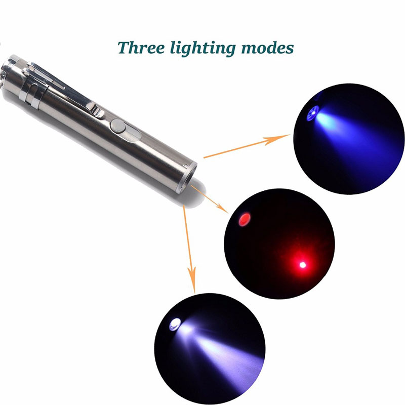 USB Charging LED Laser Pointer 7 in 1 Red UV Torch Flashlight Pen Cat Dog Chase Laser Pointer Tool