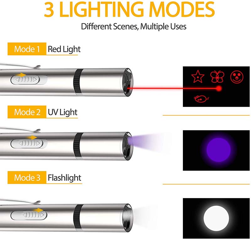 USB Charging LED Laser Pointer 7 in 1 Red UV Torch Flashlight Pen Cat Dog Chase Laser Pointer Tool