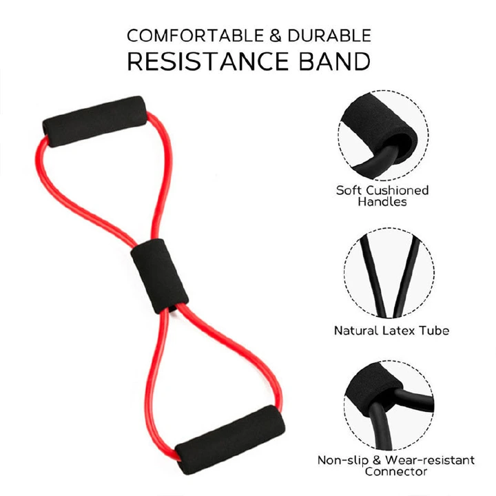Chest expansion belt yoga training exercise equipment gym fitness resistance elastic rubber figure 8 arm stretch rope fitness belt elastic belt thin arm fitness equipment