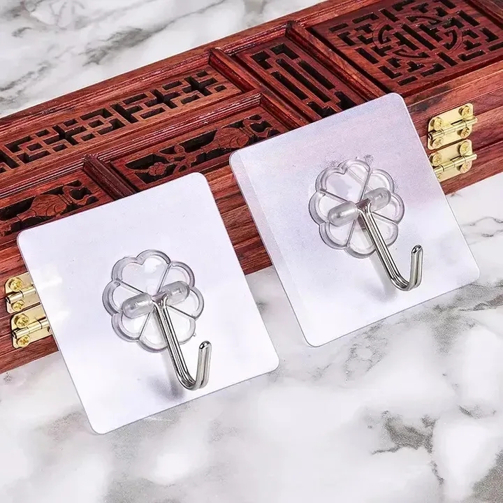 Sticking hook Open hook 20 transparent hooks Strong self-adhesive wall hanging weight absorbing frame No punching Waterproof kitchen bathroom hook Sticking hook as shown in the figure