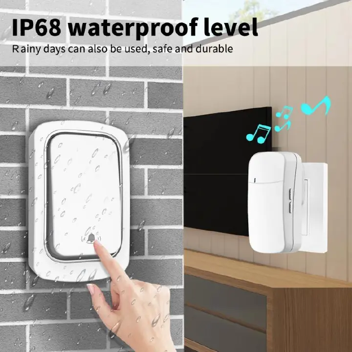 Doorbell wireless household long distance remote control receiver digital ding-dong Calling device for children and elderly Outdoor Wireless Doorbell Waterproof Chime Kit 300M Remote EU UK US Plug