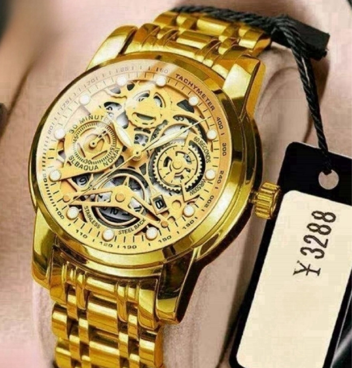 Full automatic movement hollow out machine watch overbearing gift box double glow-in-the-dark waterproof watch hollow machine Business calendar brand men's quartz watch casual fashion gold men's watch
