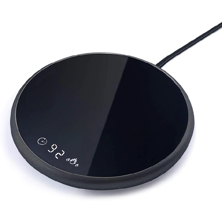 smart round coaster touch sensor self heating metal shell glass panel coffee cup warmer Portable Cup Heater USB Coffee Mug Warmer for Home Office Desk Smart Temperature Display USB Mug warmer