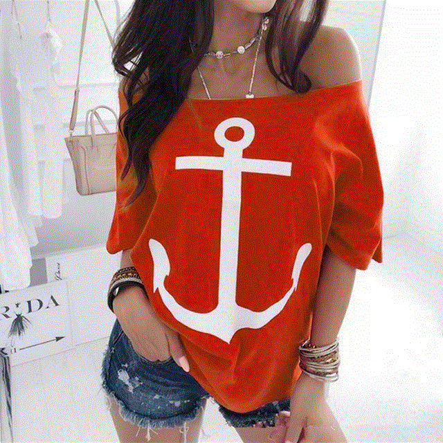 2021 High quality Cotton Tshirt Women Sexy Off Shoulder Shirt Casual Half Sleeve Tops