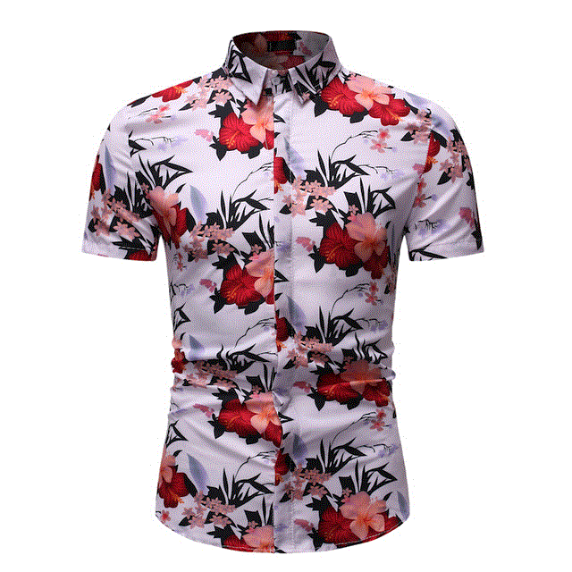 2021 High quality Summer Shirt Men Casual Short Sleeve Men's Floral Shirts Hawaii Casual Male Flower Print Beach Holiday Camisa