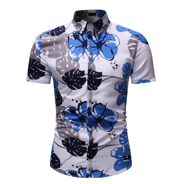 2021 High quality Summer Shirt Men Casual Short Sleeve Men's Floral Shirts Hawaii Casual Male Flower Print Beach Holiday Camisa