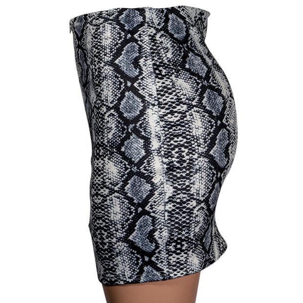 2021 High quality leather Snake Print Skirt Summer High Waist Mini Skirt Short Pencil Bodycon Femme