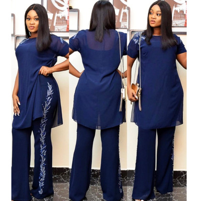 2021 High quality Two Piece Set Women African Clothes Fashion Top And Pants Elastic Plus Size African Suits For Lady