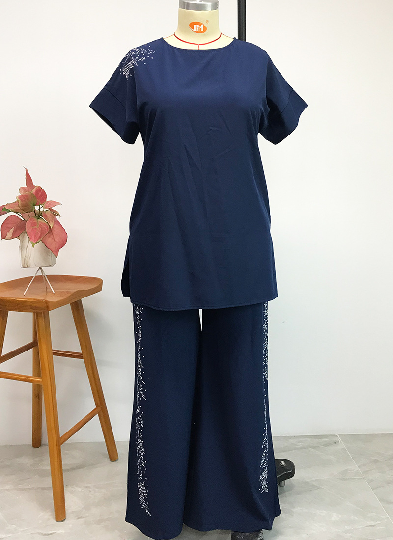 2021 High quality Two Piece Set Women African Clothes Fashion Top And Pants Elastic Plus Size African Suits For Lady