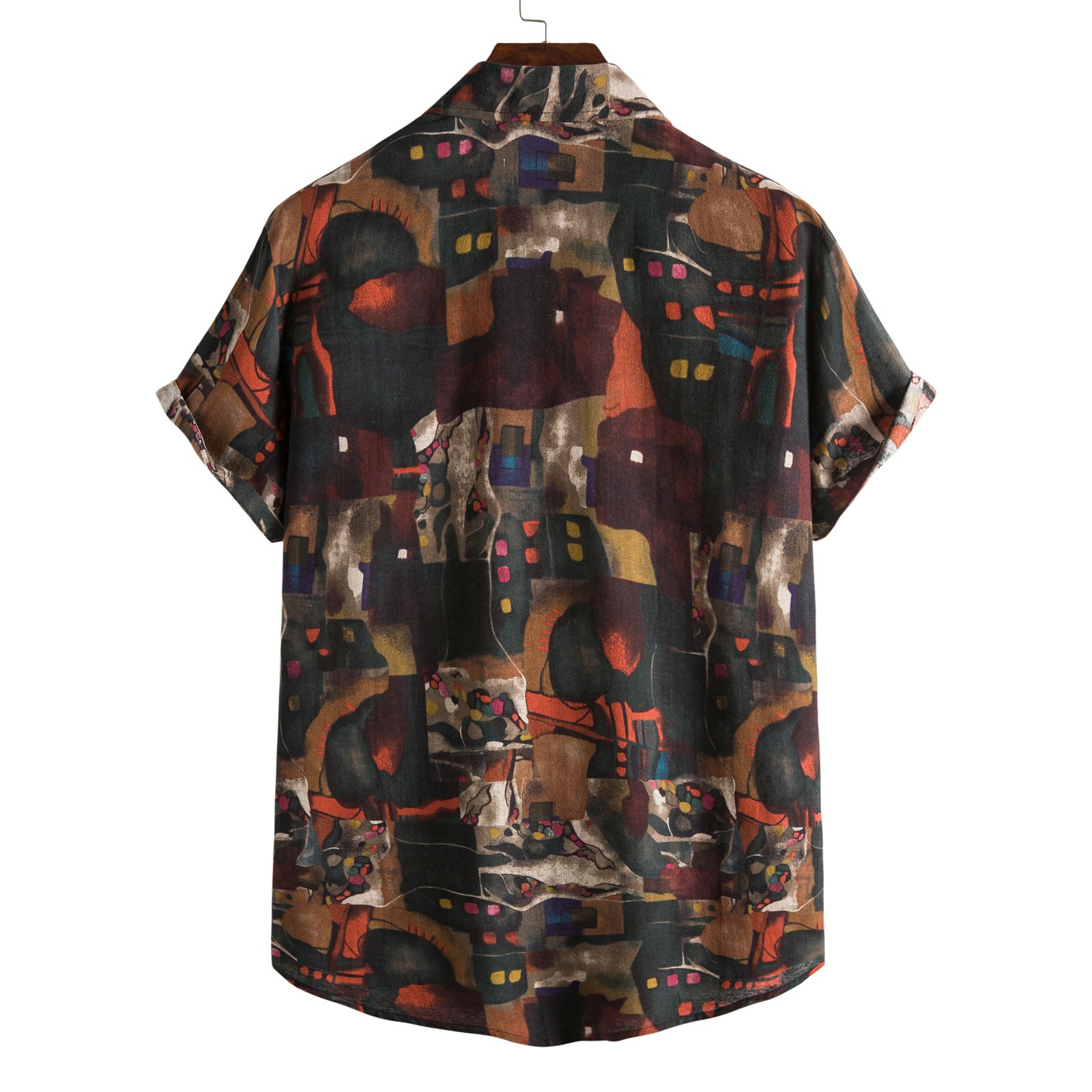 2021 High quality Men Summer Street Shirts Ethnic Short Sleeve Casual Cotton Linen Printing Hawaiian Fashion Shirts