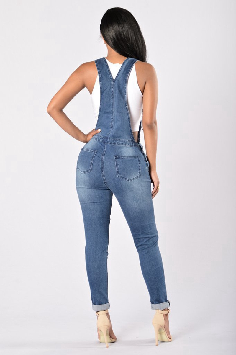 2021 High quality Summer Women Denim Jumpsuits Overalls Sexy Spring Office Casual Pocket Pencil Pants Elegant Jumpsuit