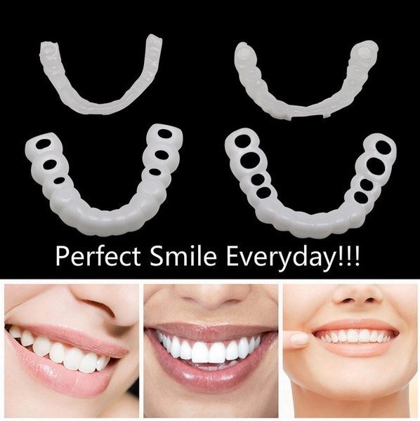 1 Pair Comfortable Perfect Whitening Teeth Fake Tooth Denture Cover Silicone Smile Veneers Beauty