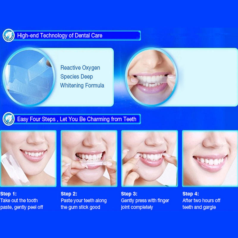 White Gel Teeth Whitening Strips Oral Hygiene Double Elastic Strips Whitening Dental 14Pcs/7Pairs