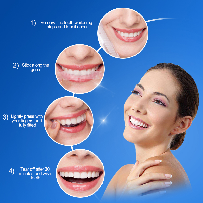 28pcs 3D White Gel Teeth Whitening Strips Oral Hygiene Care Double Strips Whitenin Bleaching Tools