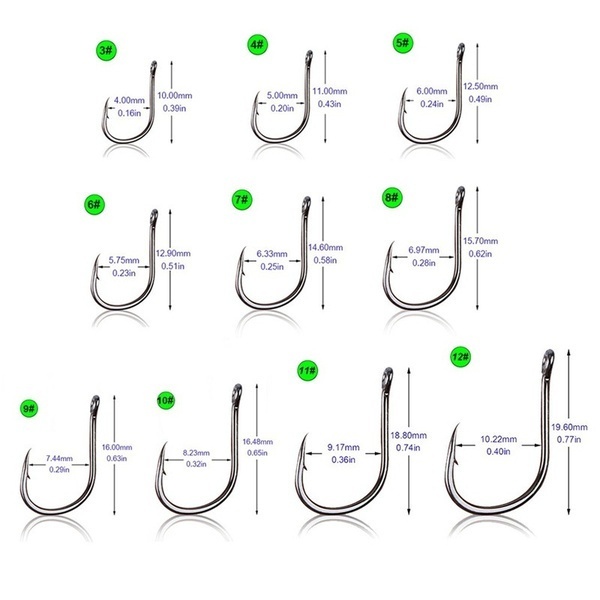New 100Pcs/box High Quality Stainless steel Carp Fishing Bait Sharpened  Fish Hooks 10 Sizes