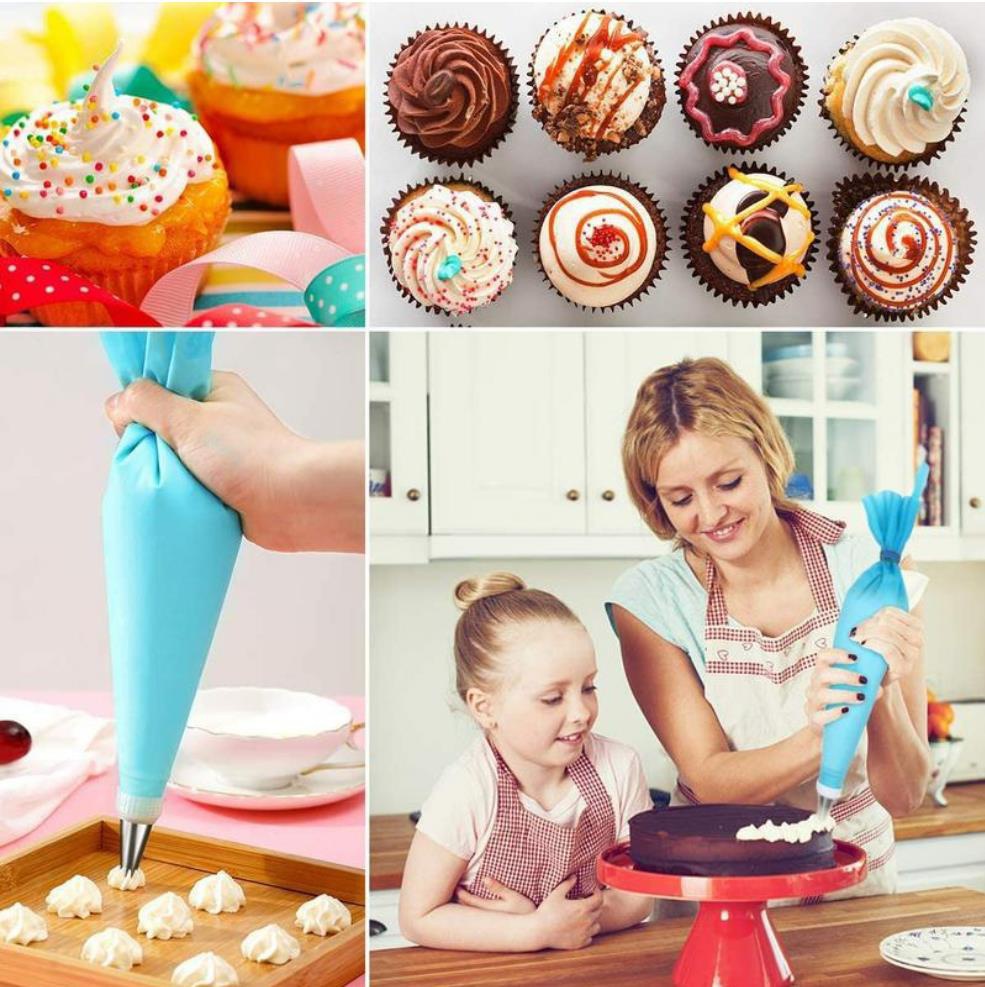 39Pcs/Set Silicone Pastry Bag Tips Kitchen DIY Cake Icing Piping Cream Cake Decorating Tools Reusable Pastry Bags+24 Nozzle Set