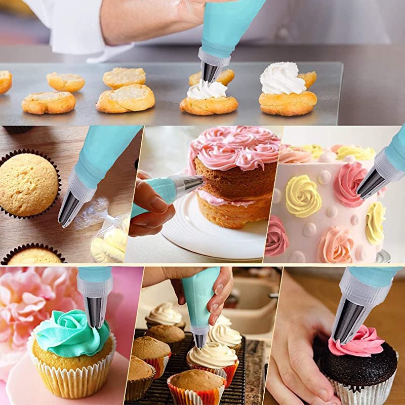 39Pcs/Set Silicone Pastry Bag Tips Kitchen DIY Cake Icing Piping Cream Cake Decorating Tools Reusable Pastry Bags+24 Nozzle Set