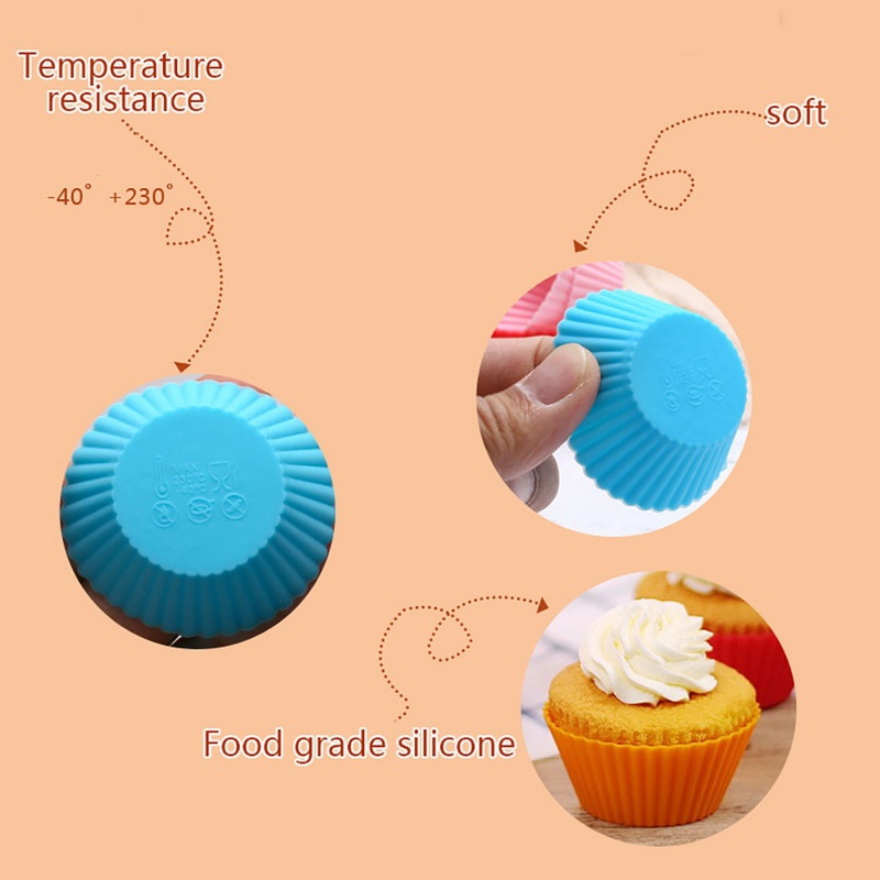 12/6Pcs Silicone Cake Cup Liner Baking Cup Mold Muffin Round Cakecup Cake Tool Bakeware Baking Pastry Kitchen Tools