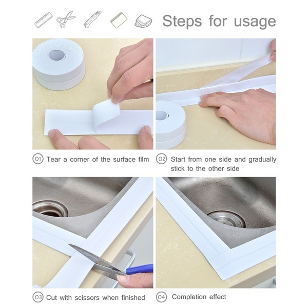 1/2/3M*22mm Bathroom Shower Sink Bath Sealing Strip Tape White PVC Self adhesive Waterproof Wall Sticker for Bathroom Kitchen