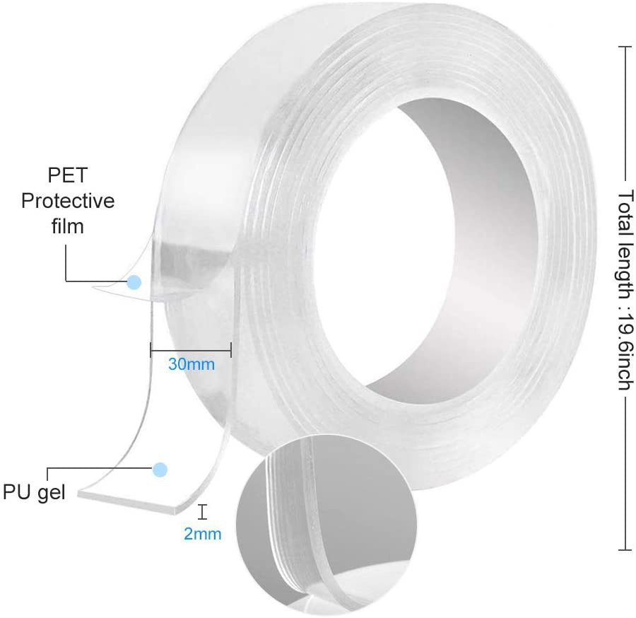 3M Nano Double Sided Tape Transparent Reusable Waterproof Adhesive Tapes Cleanable Kitchen Bathroom Supplies Tapes