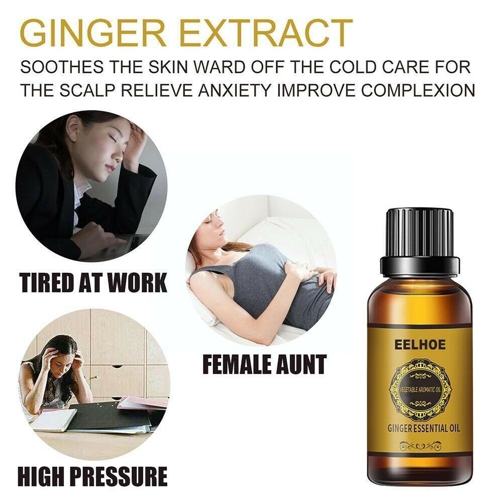 30ML Belly Drainage Ginger Oil, Natural Drainage Ginger Oil Essential Relax Massager Liquid,Lymphatic Drainage Ginger Oil