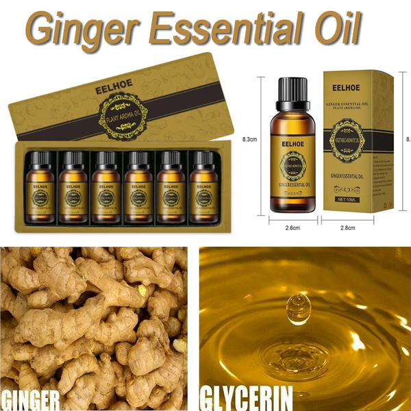 6pc Universal Belly Drainage Ginger Essential Oil Speed Up Blood CIrculation Massage Oil Winter Keep Warm