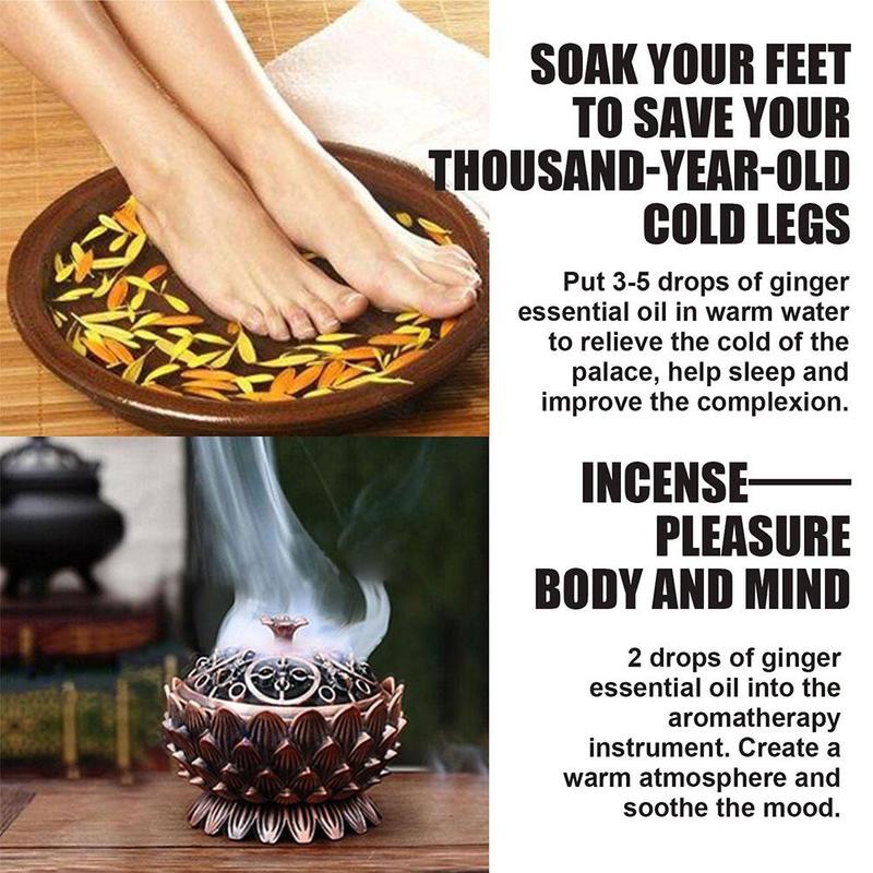 30ml Universal Belly Drainage Ginger Essential Oil Speed Up Blood Circulation Massage Oil Winter Keep Warm