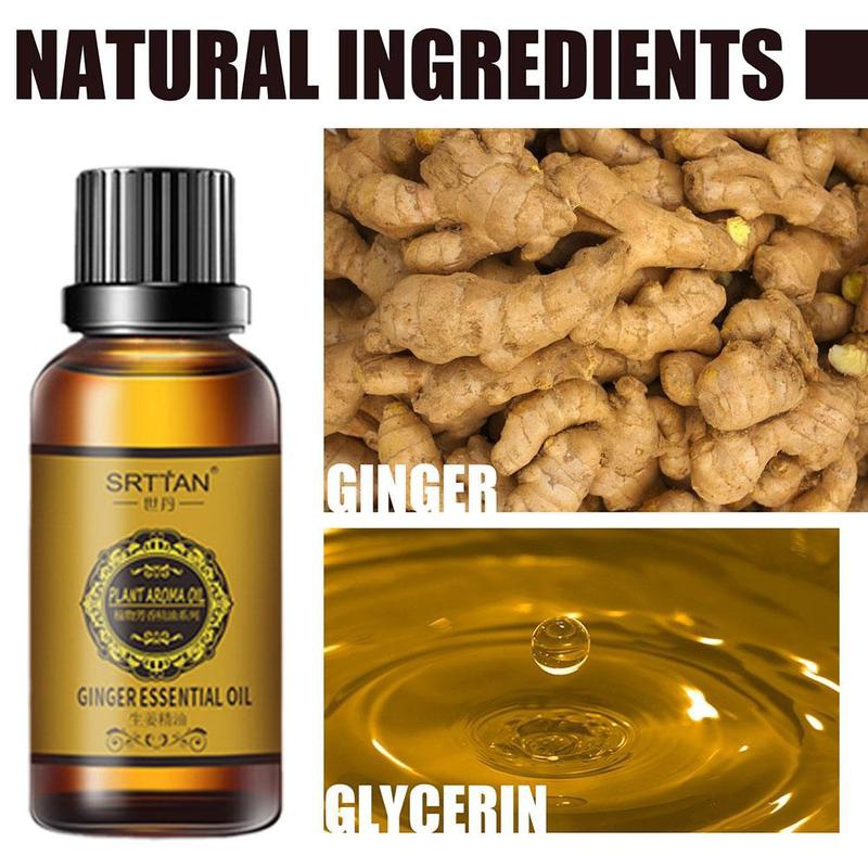 10ml Natural Drainage Ginger Oil Essential Relax Massager Liquid,lymphatic Drainage Ginger Oil