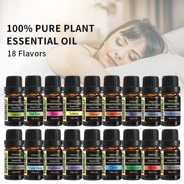 10pc Essential Oils 18 Flavours Pure Plant Essential Oil Therapeutic Grade Aromatherapy Aroma 10ml