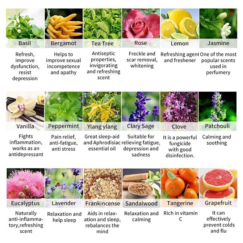 10pc Essential Oils 18 Flavours Pure Plant Essential Oil Therapeutic Grade Aromatherapy Aroma 10ml