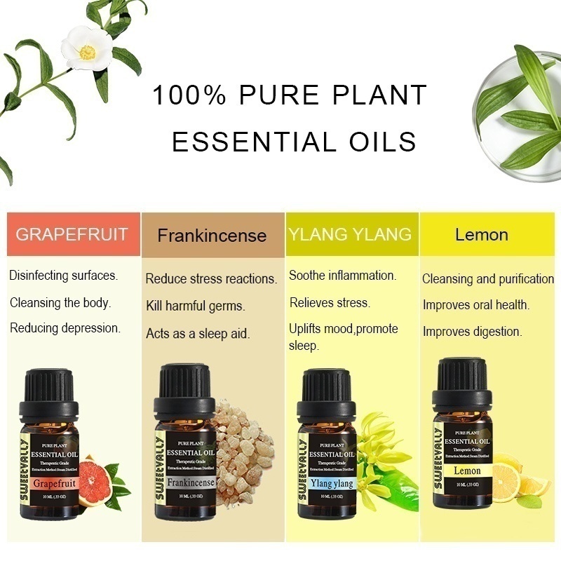 10pc Essential Oils 18 Flavours Pure Plant Essential Oil Therapeutic Grade Aromatherapy Aroma 10ml
