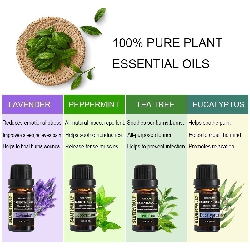 10pc Essential Oils 18 Flavours Pure Plant Essential Oil Therapeutic Grade Aromatherapy Aroma 10ml