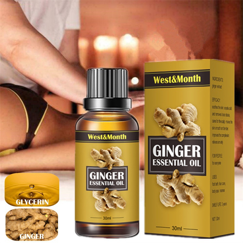 30ml Ginger Essential Oil Belly Drainage Lymphatic Foot Body Massage Therapy