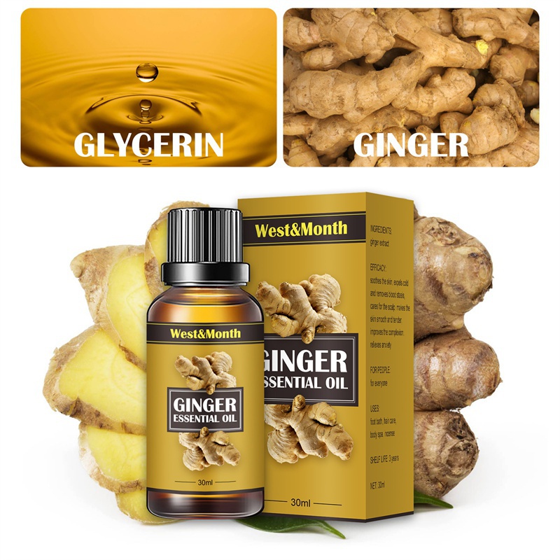 30ml Ginger Essential Oil Belly Drainage Lymphatic Foot Body Massage Therapy