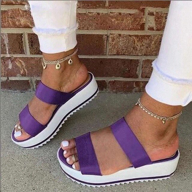 2021 High quality Summer Women Slippers Platform Open Toe Thick Sole Solid Beach Outdoor Slides Ladies Shoes