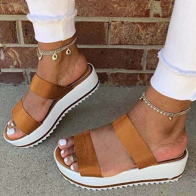 2021 High quality Summer Women Slippers Platform Open Toe Thick Sole Solid Beach Outdoor Slides Ladies Shoes