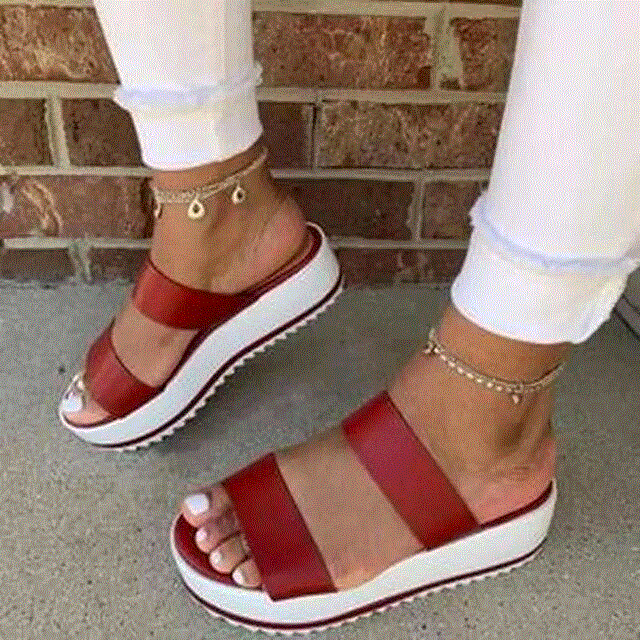 2021 High quality Summer Women Slippers Platform Open Toe Thick Sole Solid Beach Outdoor Slides Ladies Shoes
