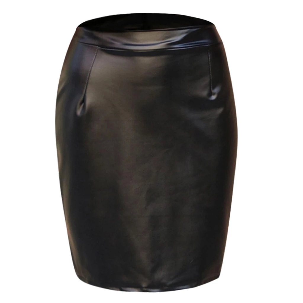 2021 High quality Black PU Leather Skirt Women Midi Skirts Sexy High Waist Hip Slit Pencil Skirt Sexy Party Plus Size