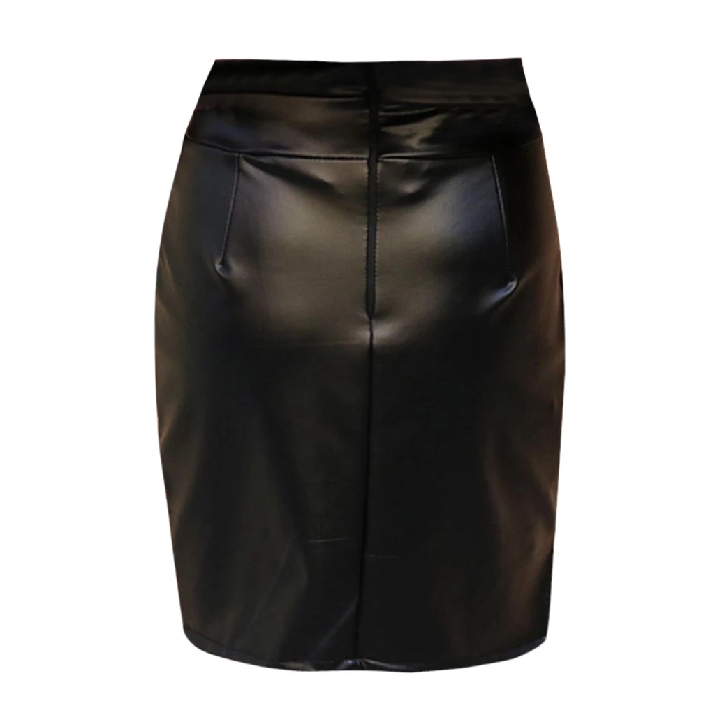 2021 High quality Black PU Leather Skirt Women Midi Skirts Sexy High Waist Hip Slit Pencil Skirt Sexy Party Plus Size