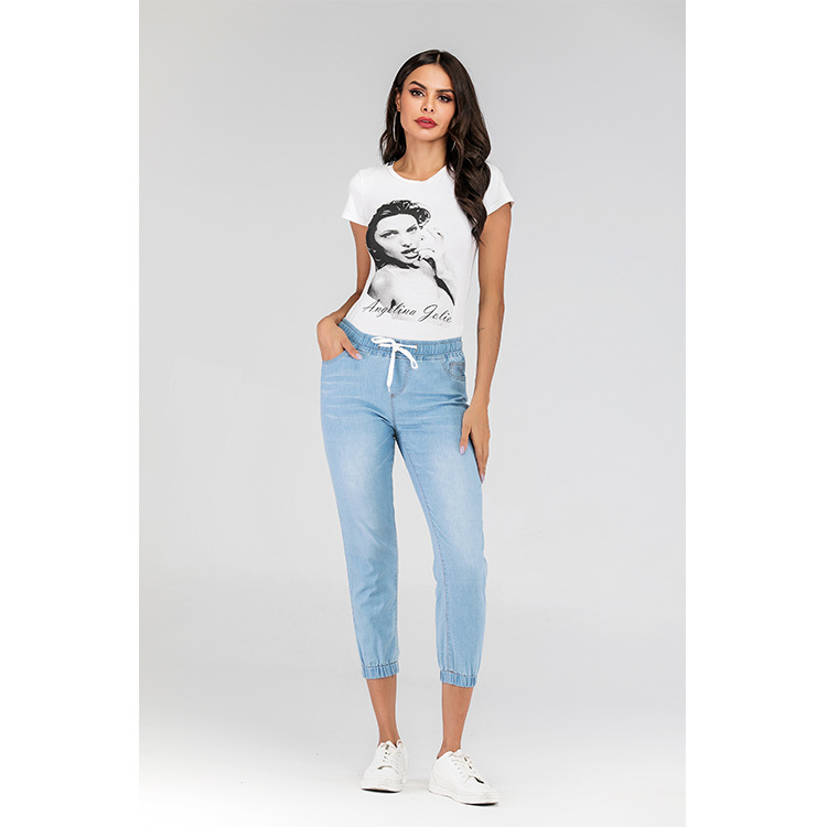 2021 High quality Casual Jogger Trousers Elastic Sexy Skinny Pencil Jeans High Waist Women's Denim Trousers