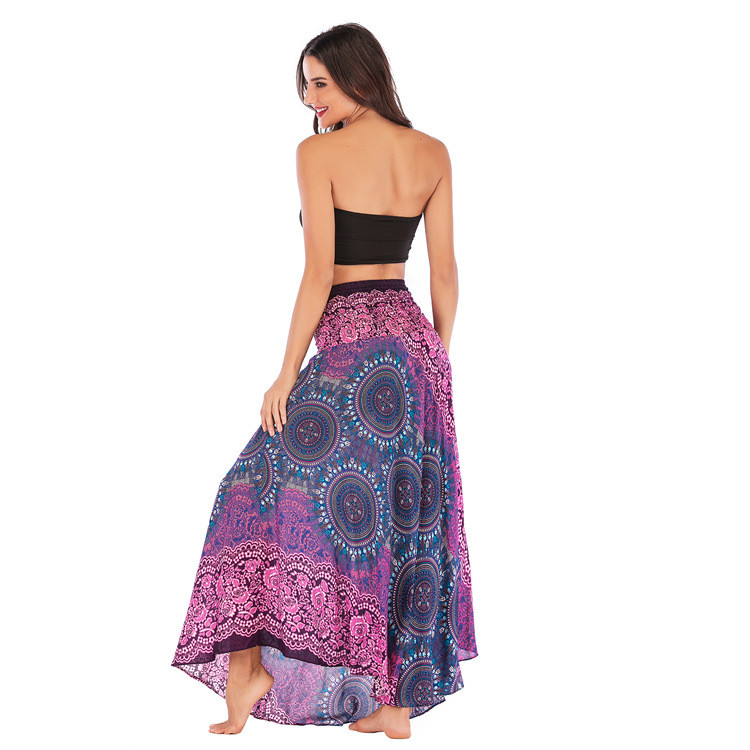 2021 High quality Summer Bohemia Beach Skirts For Women Long Hippie Flowers Elastic Empire Waist Halter Skirt
