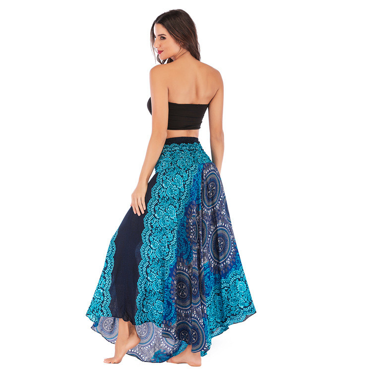 2021 High quality Summer Bohemia Beach Skirts For Women Long Hippie Flowers Elastic Empire Waist Halter Skirt