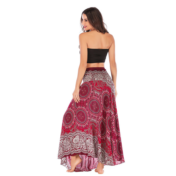2021 High quality Summer Bohemia Beach Skirts For Women Long Hippie Flowers Elastic Empire Waist Halter Skirt