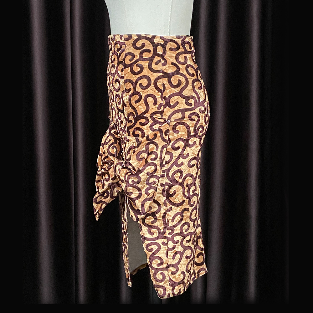 2021 High quality Women Velvet Pencil Skirt with Bowtie Printed High Waist  Elegant Leopard Side Slit Sexy lady Skirts