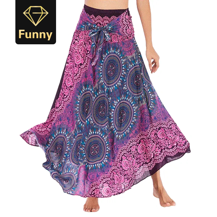 2021 High quality Summer Bohemia Beach Skirts For Women Long Hippie Flowers Elastic Empire Waist Halter Skirt