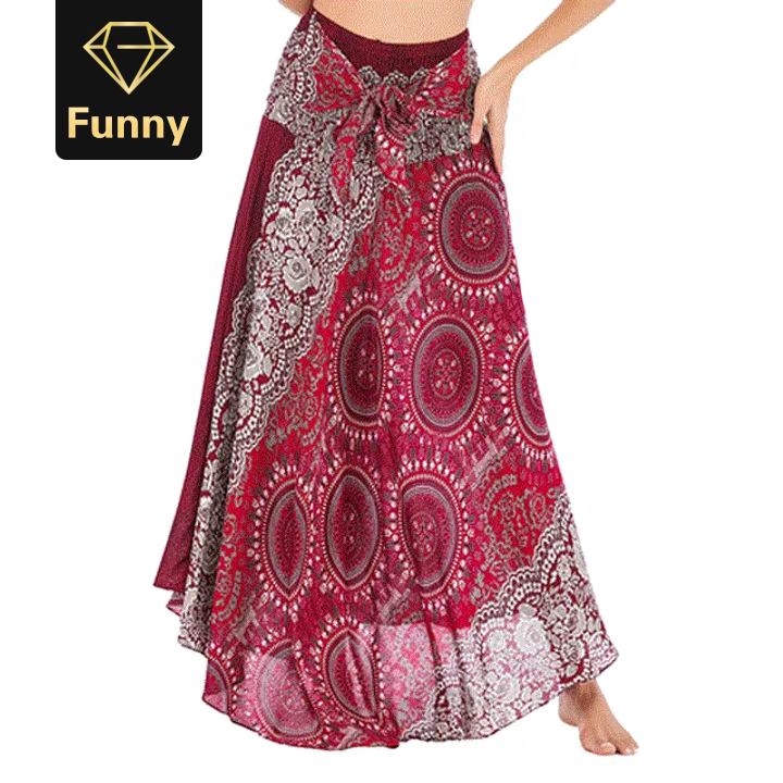 2021 High quality Summer Bohemia Beach Skirts For Women Long Hippie Flowers Elastic Empire Waist Halter Skirt